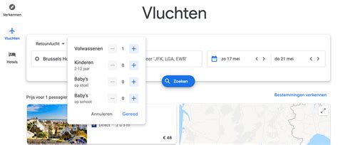 google vluchten zoeken.